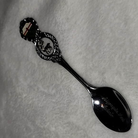 Algonquin Park Ontario Souvenir Spoon silver tone/ provincial crest and moose - Picture 2 of 8